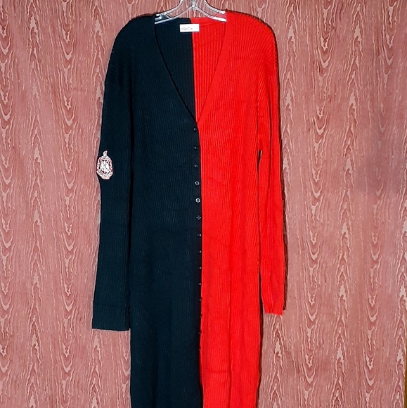 Delta Sigma Theta Red/Black Sweater Turtle Neck Dress Embroidered Size XXXXL New - Picture 2 of 11